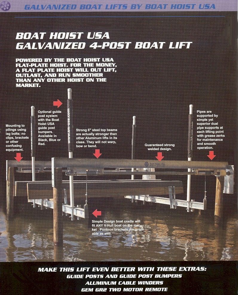 Boat Hoist USA 4 Post Lift from Boat Lifts 4 Less